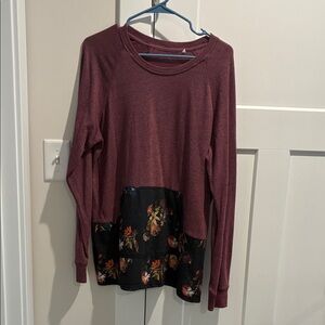 Men’s Pac Sun Maroon Floral Pocket Long Sweatshirt